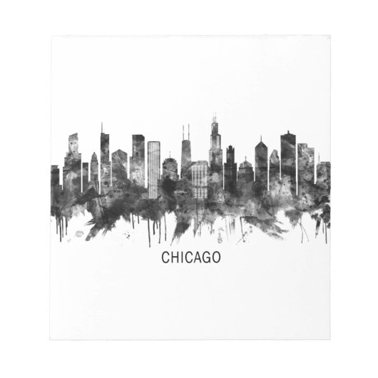 Chicago Illinois Skyline BW Notitieblok (Voorkant)