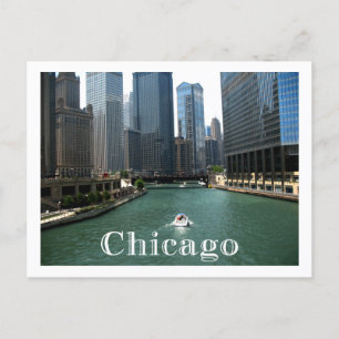 Chicago Illinois Skyline & Canal Travel Post Card Briefkaart
