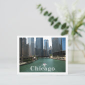 Chicago Illinois Skyline & Canal Travel Post Card Briefkaart (Staand voorkant)