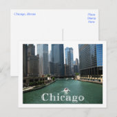 Chicago Illinois Skyline & Canal Travel Post Card Briefkaart (Voorkant / Achterkant)