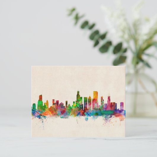 Chicago Illinois Skyline Cityscape Briefkaart (Staand voorkant)