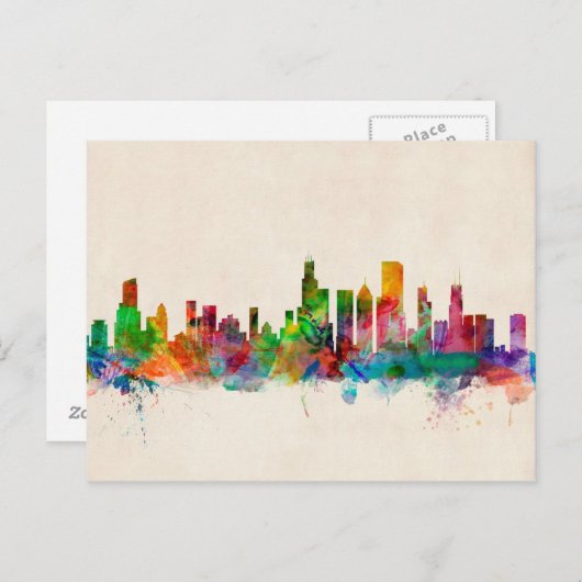 Chicago Illinois Skyline Cityscape Briefkaart (Voorkant / Achterkant)