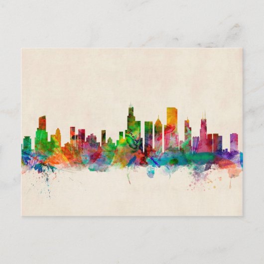 Chicago Illinois Skyline Cityscape Briefkaart (Voorkant)
