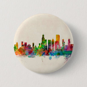 Chicago Illinois Skyline Cityscape Ronde Button 5,7 Cm
