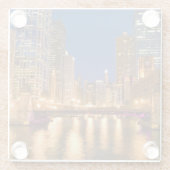 Chicago, Illinois, Skyline en Chicago River Glazen Onderzetter (Achterkant)