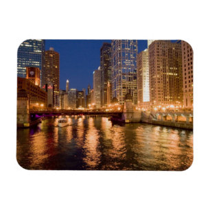 Chicago, Illinois, Skyline en Chicago River op 2 Magneet