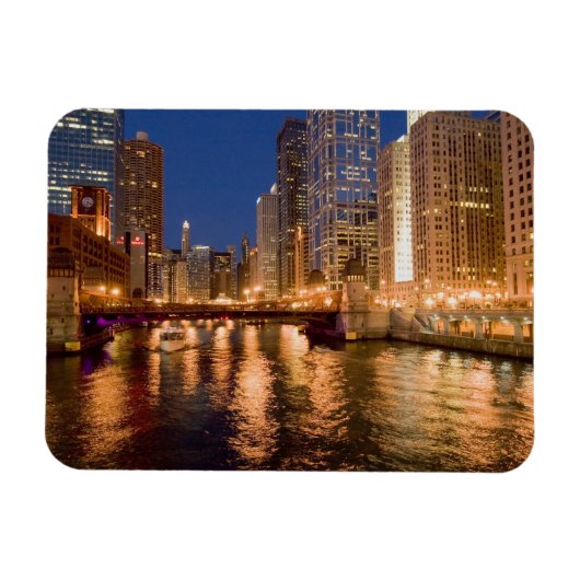 Chicago, Illinois, Skyline en Chicago River op 2 Magneet (Horizontaal)
