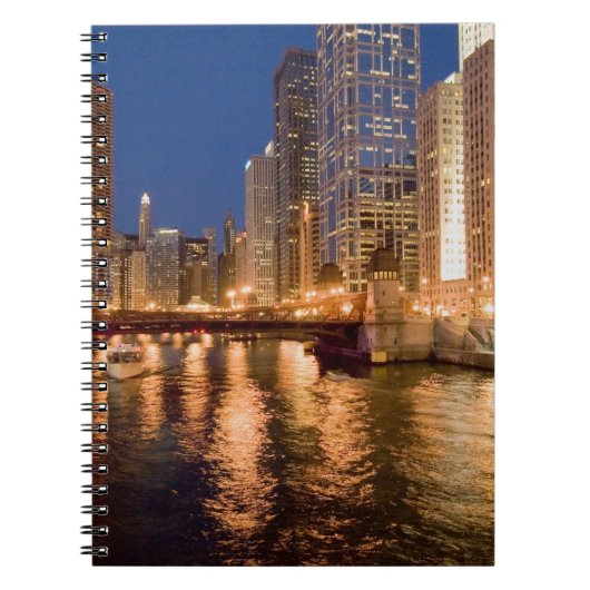 Chicago, Illinois, Skyline en Chicago River op 2 Notitieboek (Voorkant)