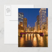 Chicago, Illinois, Skyline en Chicago River op Briefkaart (Voorkant / Achterkant)