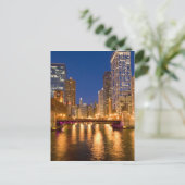 Chicago, Illinois, Skyline en Chicago River op Briefkaart (Staand voorkant)