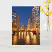 Chicago, Illinois, Skyline en Chicago River op Kaart (Gele Bloem)
