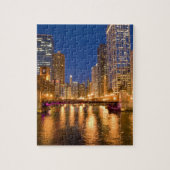 Chicago, Illinois, Skyline en Chicago River op Legpuzzel (Verticaal)