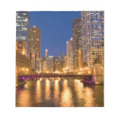 Chicago, Illinois, Skyline en Chicago River op Notitieblok (Voorkant)