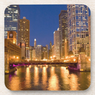 Chicago, Illinois, Skyline en Chicago River op Onderzetter