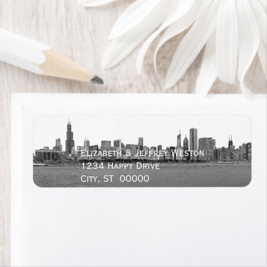 Chicago Illinois Skyline Etiket (Insitu)