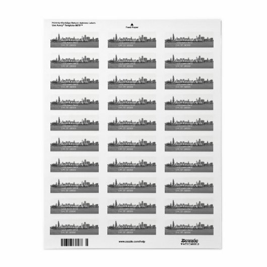 Chicago Illinois Skyline Etiket (Full Sheet)