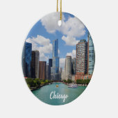 Chicago Illinois Skyline Foto Kerstmis Keramisch Ornament (Rechts)