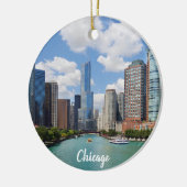 Chicago Illinois Skyline Foto Kerstmis Keramisch Ornament (Links)