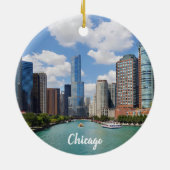Chicago Illinois Skyline Foto Kerstmis Keramisch Ornament (Achterkant)
