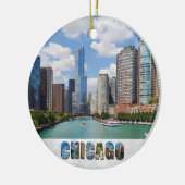Chicago Illinois Skyline Foto Kerstmis Keramisch Ornament (Links)
