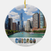 Chicago Illinois Skyline Foto Kerstmis Keramisch Ornament (Achterkant)