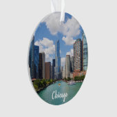 Chicago Illinois Skyline Foto Kerstmis Ornament (voorkant)