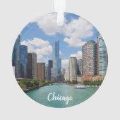 Chicago Illinois Skyline Foto Kerstmis Ornament (achterkant)