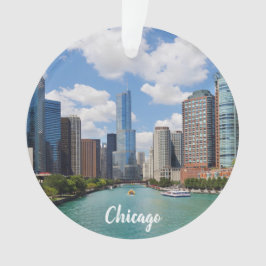 Chicago Illinois Skyline Foto Kerstmis Ornament