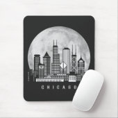 Chicago Illinois Skyline Full Moon Muismat (Met muis)