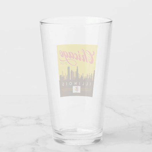 Chicago Illinois Skyline Glas (Achterkant)