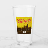 Chicago Illinois Skyline Glas (Voorkant)