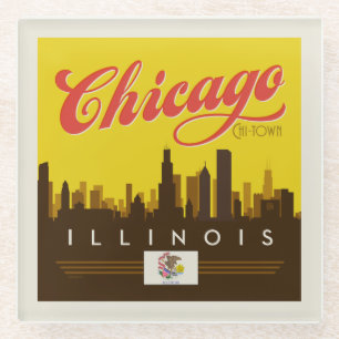 Chicago Illinois Skyline Glazen Onderzetter