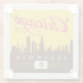 Chicago Illinois Skyline Glazen Onderzetter (Achterkant)