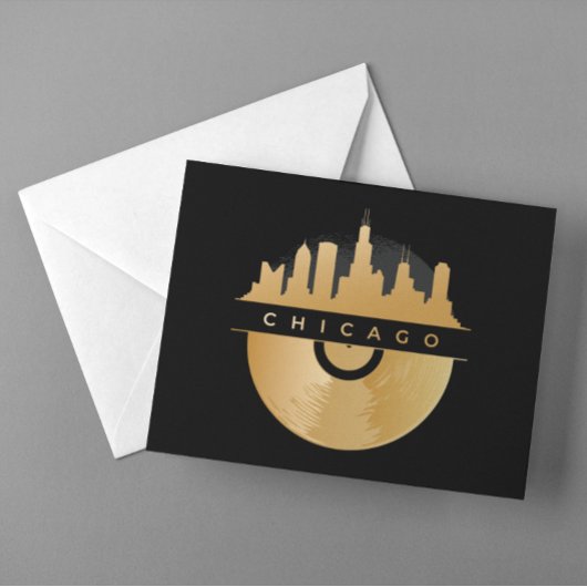 Chicago Illinois Skyline Golden Vinyl Chic Briefkaart