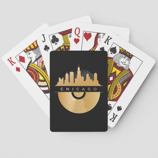 Chicago Illinois Skyline Golden Vinyl Chic Pokerkaarten (Achterkant)