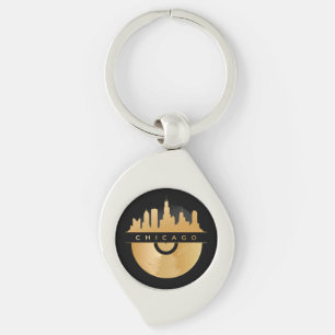 Chicago Illinois Skyline Golden Vinyl Chic Sleutelhanger