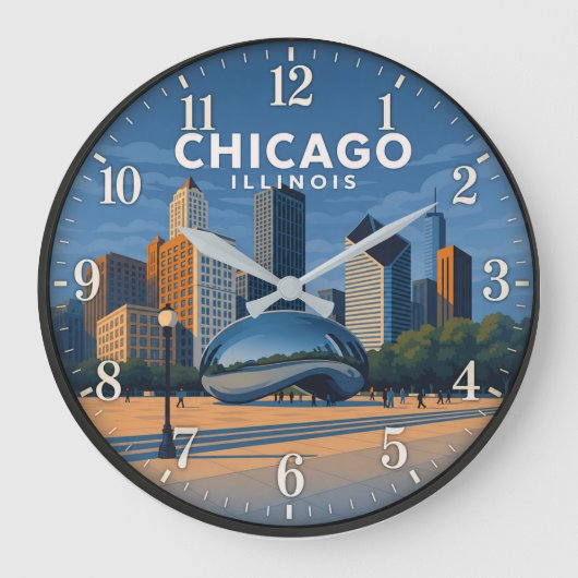 Chicago Illinois Skyline Grote Klok (Voorkant)