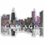 Chicago, Illinois skyline in graffiti Sticker (Voorkant)