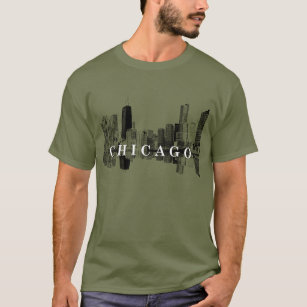 Chicago, Illinois skyline in zwart T-shirt