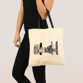 Chicago, Illinois skyline in zwarte inkt Tote Bag (Voorkant (product))