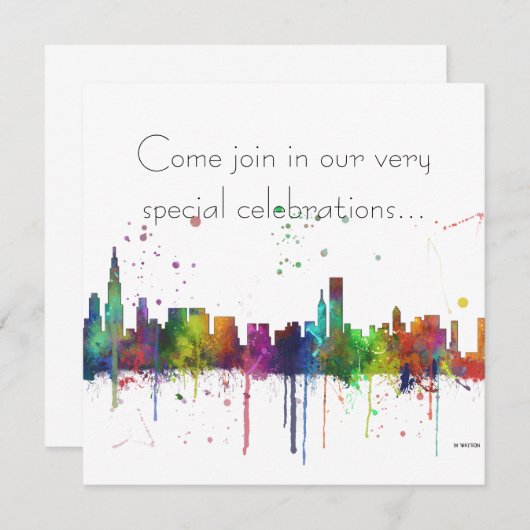 CHICAGO, ILLINOIS SKYLINE KAART (Voorkant / Achterkant)