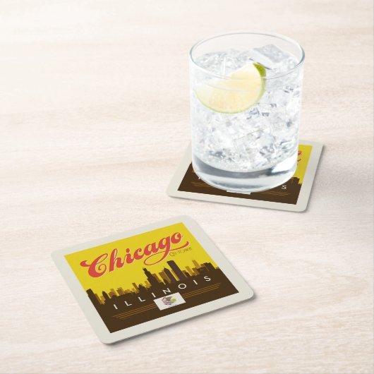 Chicago Illinois Skyline Kartonnen Onderzetters (Insitu)