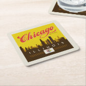 Chicago Illinois Skyline Kartonnen Onderzetters (Schuin)