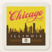 Chicago Illinois Skyline Kartonnen Onderzetters (Voorkant)