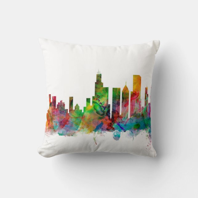 Chicago Illinois Skyline Kussen (Voorkant)