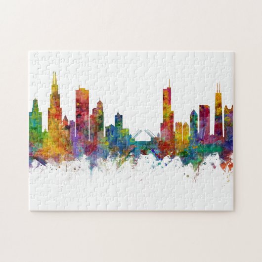 Chicago Illinois Skyline Legpuzzel (Horizontaal)