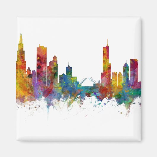 Chicago Illinois Skyline Magneet (Voorkant)