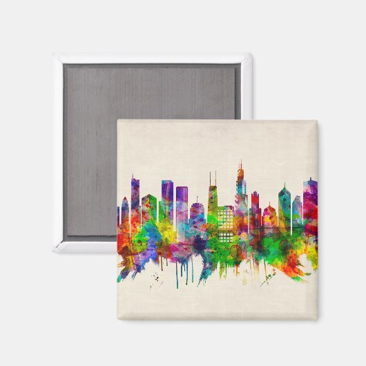 Chicago Illinois Skyline Magneet (Voorkant / Achterkant)