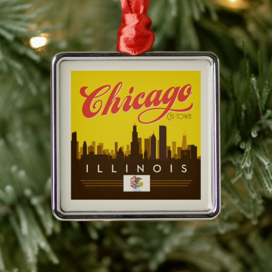 Chicago Illinois Skyline Metalen Ornament (Boom)