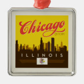 Chicago Illinois Skyline Metalen Ornament (Voorkant)